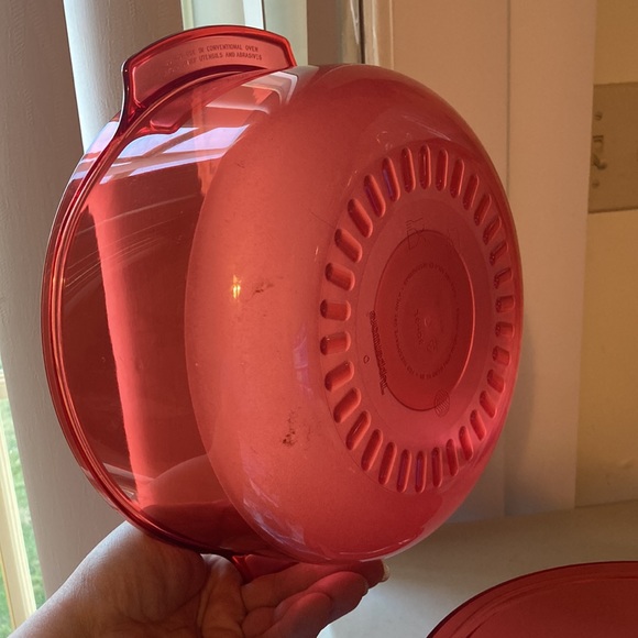 5 Pc TUPPERWARE TupperWave Stack Cooker Microwave Cranberry Steamer Bake - Picture 8 of 12